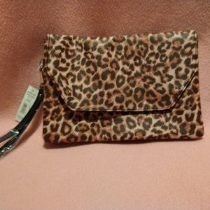 Large cheetah print  envelope  two pocket handbag